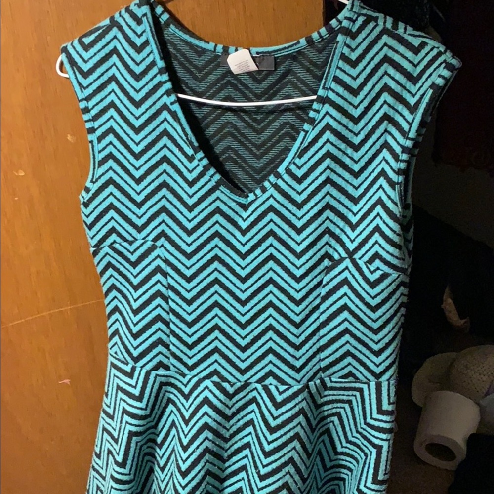 Black and light blue dress